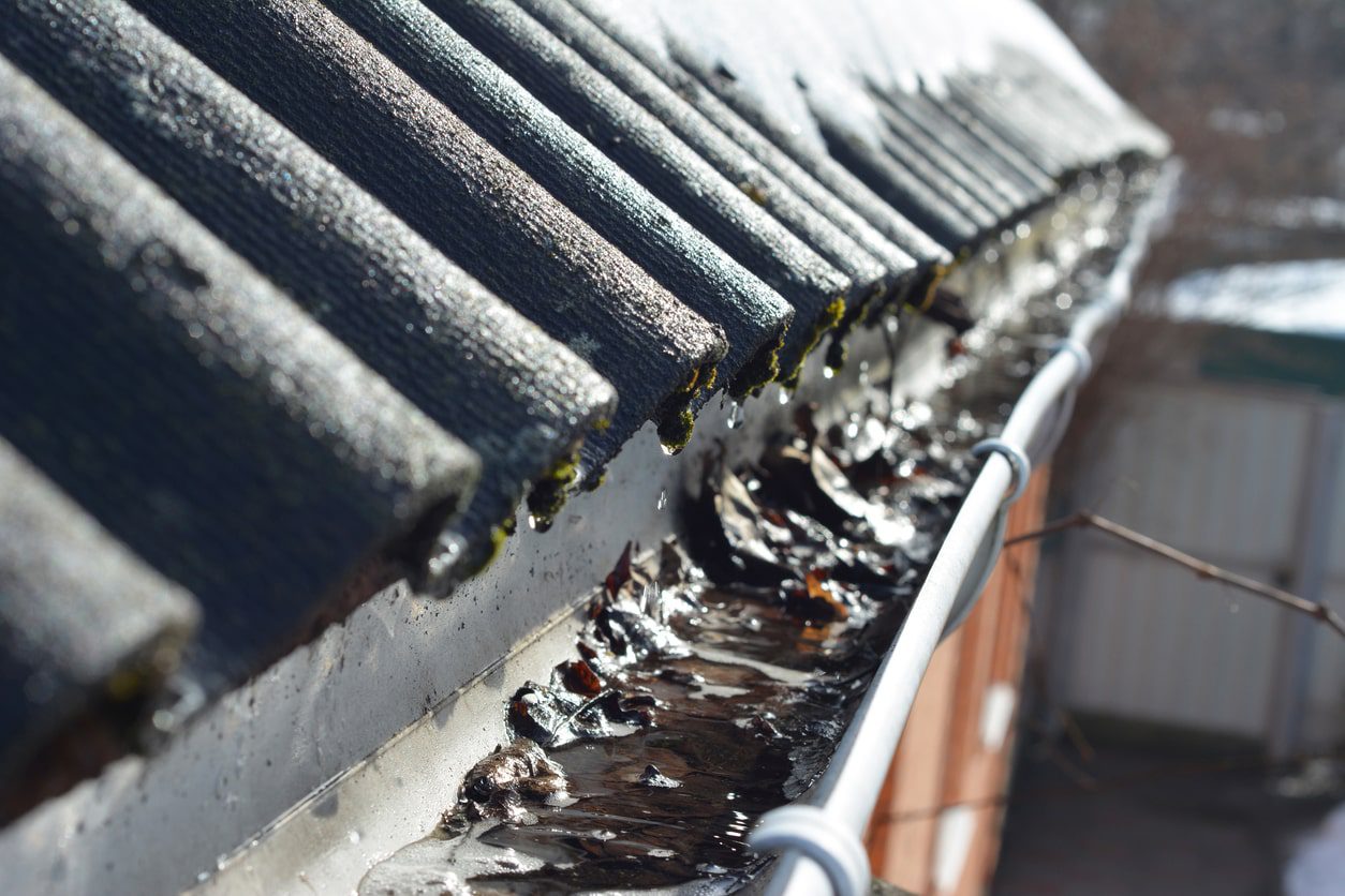 gutter fulling with water from roof run off